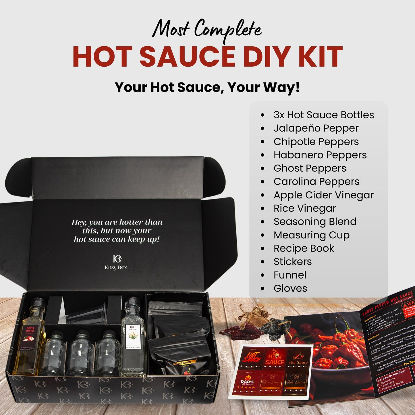 Hot Sauce Making Kit, DIY Hot Sauce Gift Set - Hot Sauce Kit - Kitsy Box - 