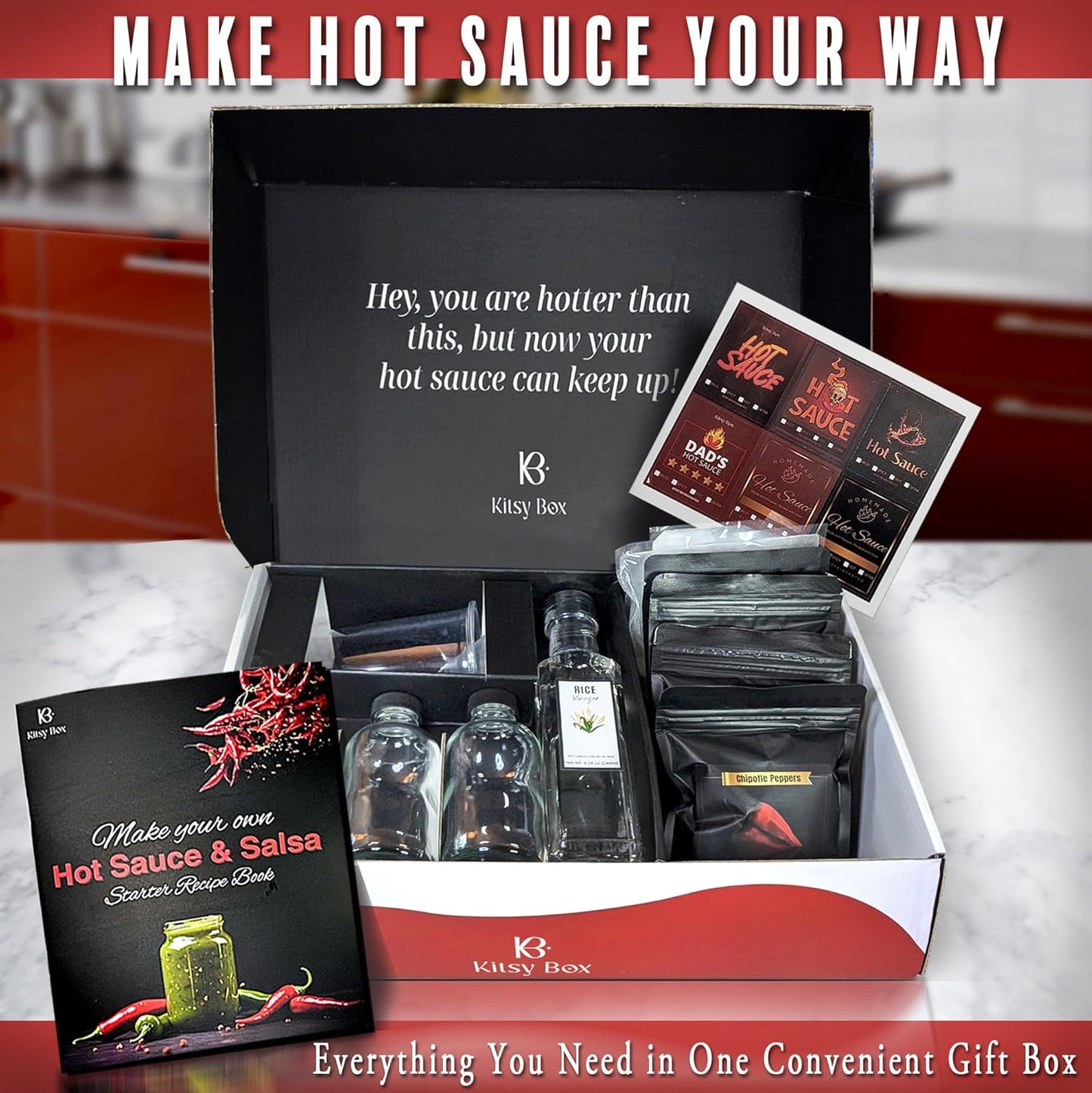 DIY Hot Sauce Making Kit, Gift Set - Hot Sauce Kit - Kitsy Box - 